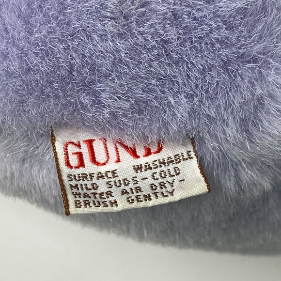 1990 Gund Kiss Kiss Purple Pig Plush Stuffed Animal Holding Flowers 9" - Picture 7 of 9